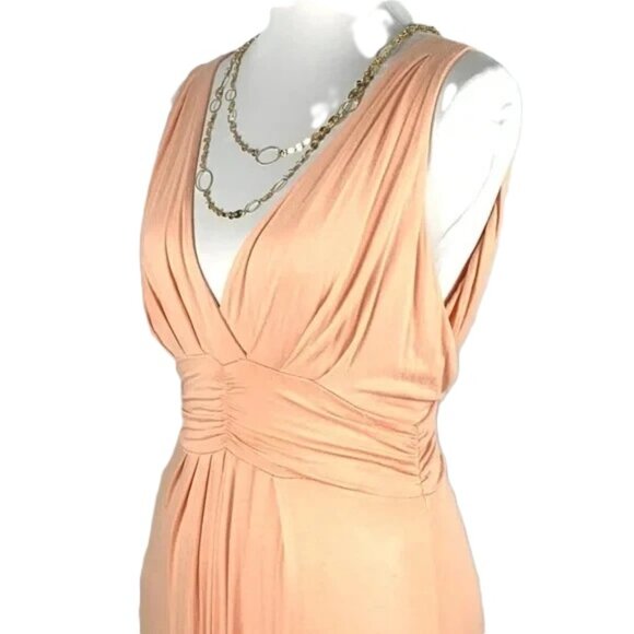 IMAN Sexy V-Neck Front and Back Sleeveless Peach Maxi Dress LARGE NWT $99.00 - Picture 6 of 6